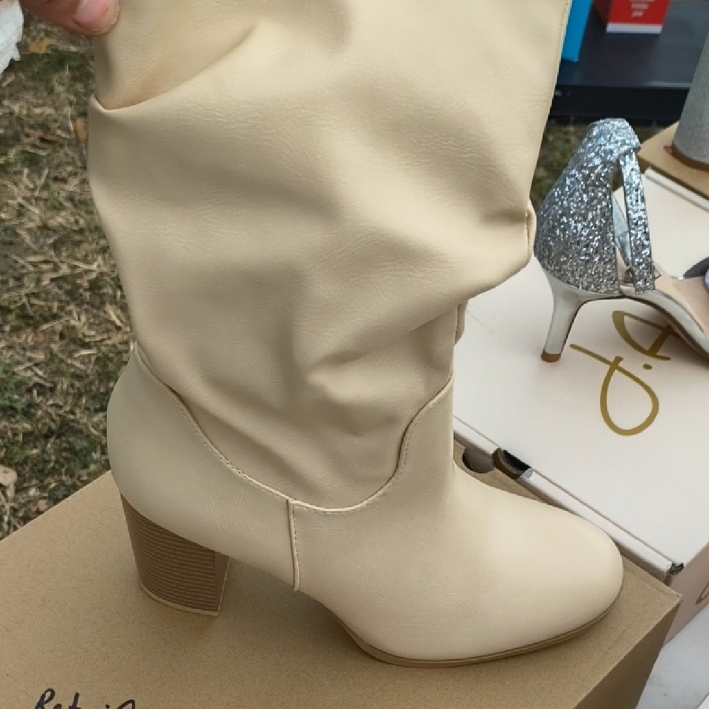 Elegant Cream Heeled Boots